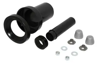 comfort-PE-Wand-WC-Anschlussgarnitur 180mm DN 90/110 Deckkappen Metalloptik