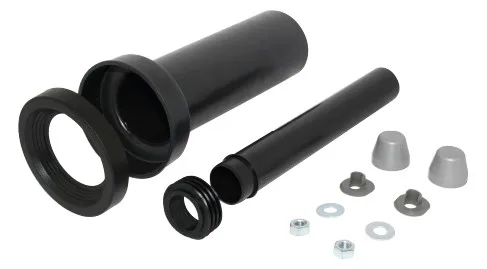 comfort-PE-Wand-WC-Anschlussgarnitur 300mm DN 90/110 Deckkappen Metalloptik
