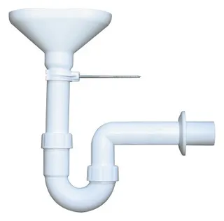 comfort-PP Trichtersiphon DN 40, weiss mit Sieb und Wandhalterung – Bild 2