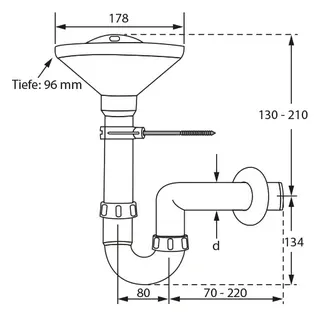 comfort-PP Trichtersiphon DN 40, weiss mit Sieb und Wandhalterung – Bild 3