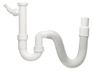 comfort-PP-Spülensiphon 1 1/2" mit Geräteanschl. & flex. Schlauch DN40/50