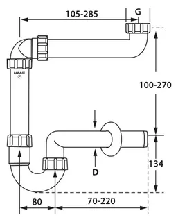 comfort-PP Waschtisch-Möbel Raumsparsiphon 1 1/2"&1 1/4" DN 32 weiss – Bild 3