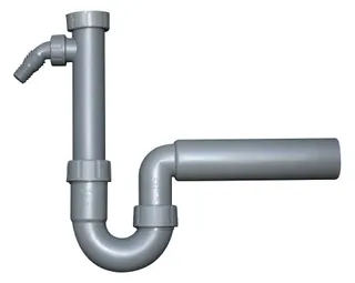 comfort-PP-Spülensiphon 1 1/2" m. Geräteansch. DN50 100% Recycling grau
