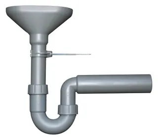 comfort-PP-Trichtersiphon DN 50 mit Wandhalterung 100% Recycling grau
