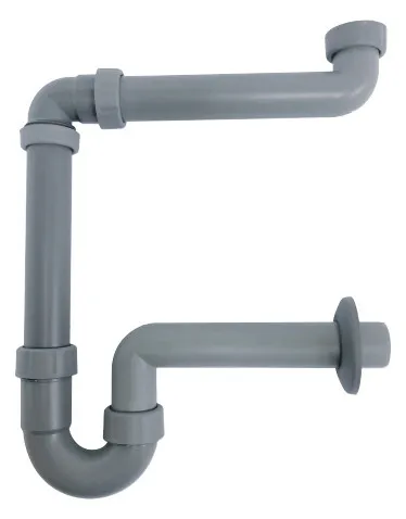 comfort-PP Möbel-Raumsparsiphon 1 1/2" & 1 1/4" DN40 100% Recycling grau