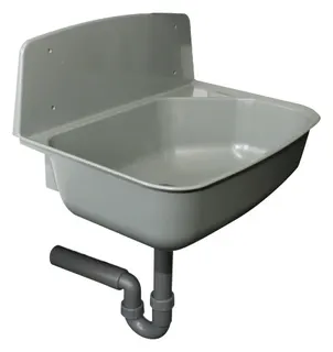 comfort-Kunststoff-Univ.-Ausgußbecken 526x367x342mm m. Siphon 100% Recycl grau