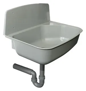 comfort-Kunststoff-Univ.-Ausgußbecken 526x367x342mm m. Siphon 100% Recycl grau – Bild 2