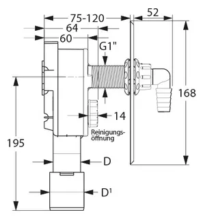 comfort-PE-Unterputzgerätesiphon DN40/50 mit Reinigungsöffnung m. Edelstahlplatte – Bild 3