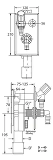 comfort-Unterputz-Geräte-Siphon DN40/50 mit Geräteventil senkrechte Montage – Bild 3