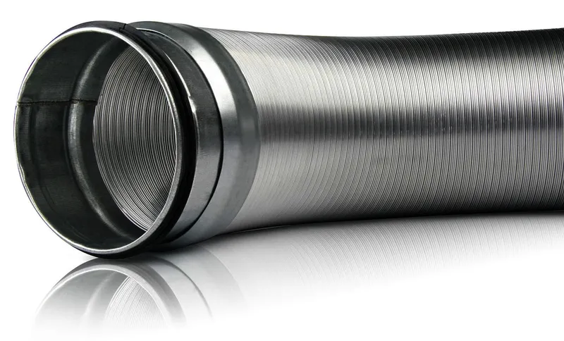 Flexverbinder Aluminium DN 100 m. Dicht. Nippel-Nippel, Ausziehb. auf 1000mm