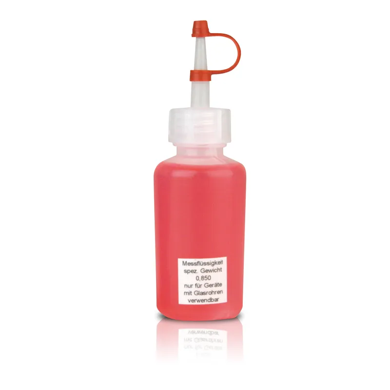 Meßflüssigk. f. Manometer, 50ml-Flasche rot, Dichte 0.85 (spezifisches Gewicht)