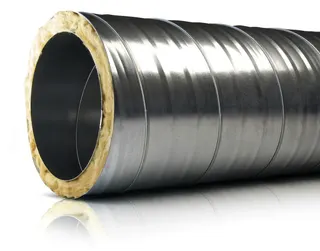 Wickelfalzrohr isoliert 15mm 100/132 verzinkt, 3000mm
