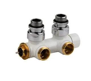 FL Design-Ventilhahnblock Eck 738W G1/2a x G3/4a EK, M30x1,5, MS weiß