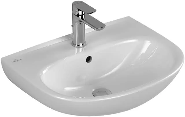 Villeroy & Boch Waschbecken O.novo 550x440mm Oval 1HL. mit Überlauf Weiß Alpin CeramicPlus