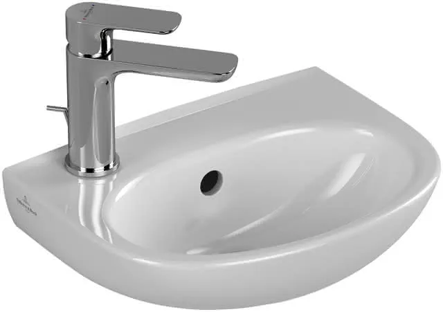 Villeroy & Boch Handwaschbecken O.novo Oval 1HL. links mit Überlauf Weiß Alpin
