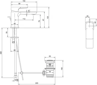 Villeroy & Boch Einhebel-Waschtisch-Arm. Subway 3.0 51x125x154mm Zugst-Ablgarn. Matt Black – Bild 2