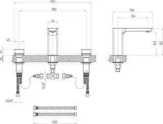 Villeroy & Boch Dreiloch-Waschtischarmatur Subway 3.0 345x122x178mm ohne Ablaufgarnitur Chrom – Bild 2