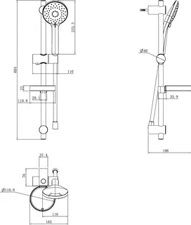 Villeroy & Boch Duschgarnitur 3StraklaUniversal Showers 110x604x76mm Wmont.Chrom – Bild 2