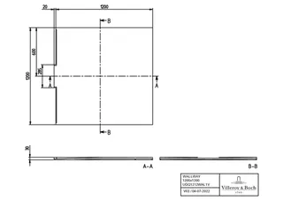 Villeroy & Boch Duschwanne Wallway 1200x1200x30mm quadr. Flächenbündiger Einbau Stone White – Bild 2