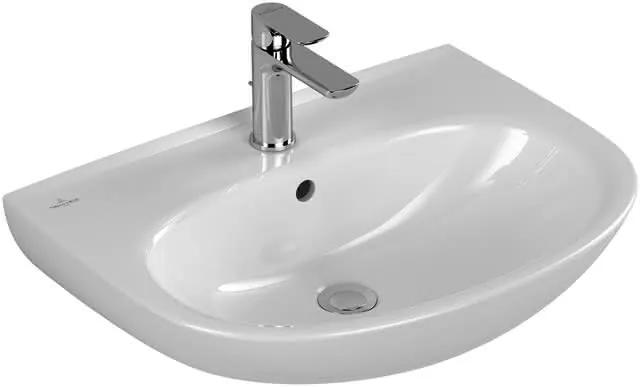Villeroy & Boch Waschbecken O.novo 600x460mm Oval 1HL. mit Überlauf Weiß Alpin CeramicPlus