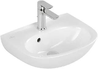 VB Handwaschbecken O.novo 450x360mm Oval 1HL. mit Überlauf Weiß Alpin