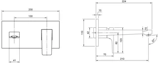 Villeroy & Boch Einhebel-Waschtisch-Arm. Architectura Square 230x110x224mm m Push-Open-Ablgarn. Chrom – Bild 2