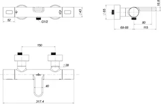Villeroy & Boch BWnthermostat Universal Taps&Fittings 317x65x203mm für Badewanne Rund Chrom – Bild 2