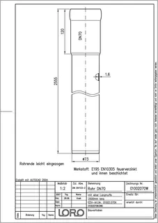 LORO-X ROHR M.LANGMU.2500 MM DN 70 – Bild 2