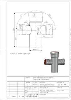 LORO-X RED-DOPPEL-ABZWEIG 87 GRAD, DN 70/50/50 – Bild 2