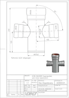 LORO-X RED-DOPPEL-ABZWEIG 87 GRAD, DN 100/70/70 – Bild 2