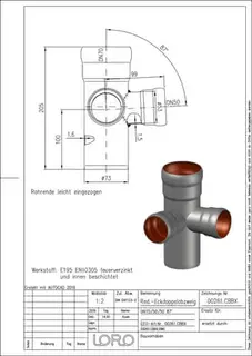 LORO-X RED-ECKABZWEIG 87 GRAD, DN 70/50/50 – Bild 2