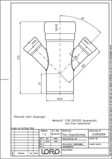 LORO-X RED-DOPPEL-ABZWEIG 45 GRAD, DN 100/50/50 – Bild 2