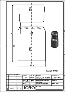 LORO-XCL ÜBERGANGSROHR 1.4404 KONZ. DN 70/80 – Bild 2