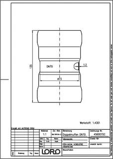 LORO-XCL DOPPELMUFFE 1.4301 DN 70 – Bild 2