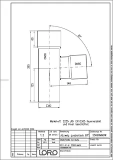 LORO-ABZWEIG QUADRATISCH, 87 GRAD, DN 80/80 – Bild 2