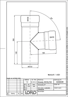 LORO-XCL ABZWEIG 1.4301 87 GR.DN 100/100 – Bild 2
