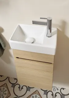 ARTO-Handwaschbecken eckig 360x220mm CeramicPlus Be li 1HL oÜL unterbauf weiß