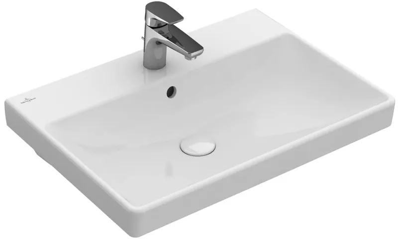 ARTO-Waschtisch eckig 600x470mm 1HL m ÜL unterbaufähig weiß