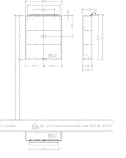 ARTO-Spiegelschrank A23 LED-Aufsatz- Leuchte 600x746/810mm – Bild 2
