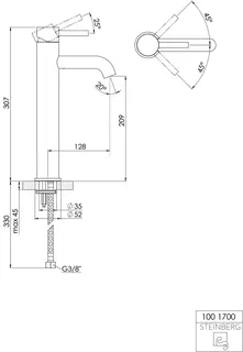 Steinberg Waschtisch-EHM ohne Ablaufgarnitur 100 1700 BN, brushed nickel – Bild 2