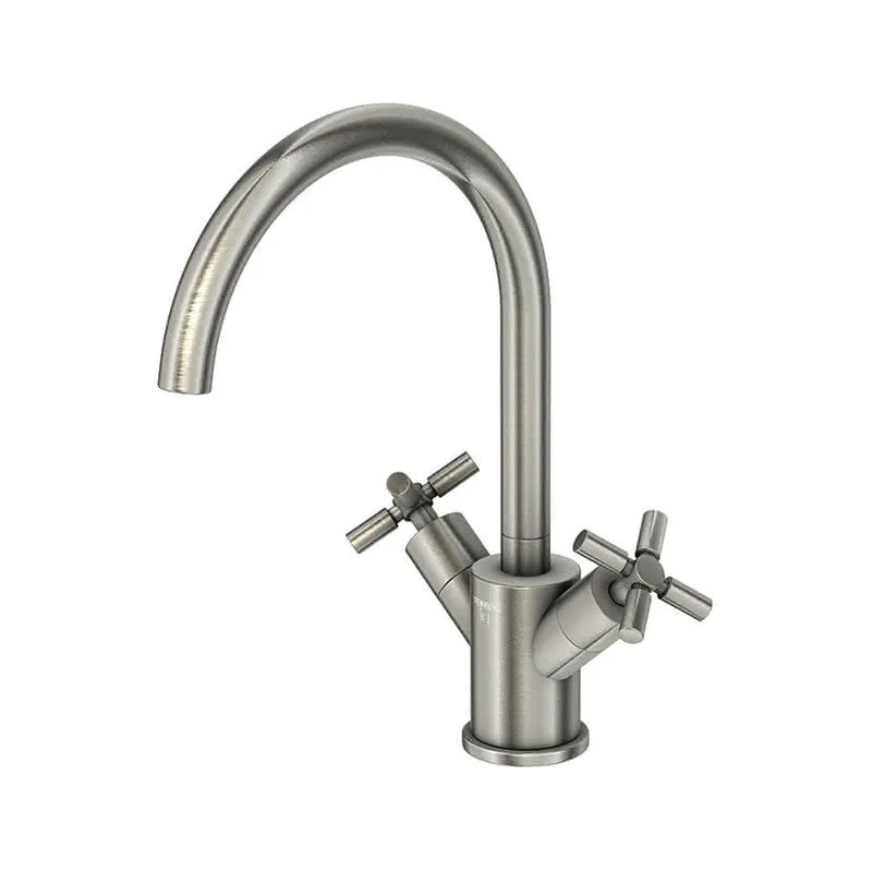 Steinberg Waschtisch-Zweigriffarmatur mit Ablaufgarn. 250 1500 BN, brushed nickel
