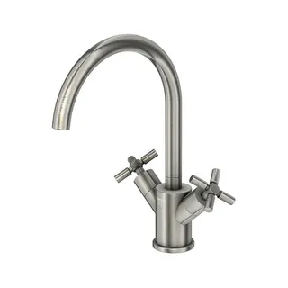 Steinberg Waschtisch-Zweigriffarmatur mit Ablaufgarn. 250 1500 BN, brushed nickel