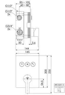 Steinberg Unterputz-Einhebelmischer (FMS) 390 2231 3, chrom