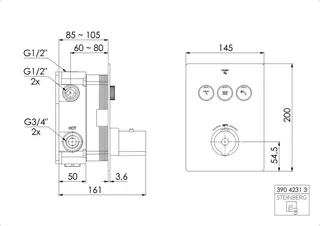 Steinberg Unterputz-Thermostat (FMS) 390 4231 3, chrom