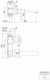 Steinberg Waschtisch-Wand-EHM (FMS) 160 1814 3 BN, brushed nickel – Bild 2