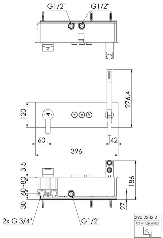 Steinberg Unterputz-Einhebelmischer 390 2232 2, chrom