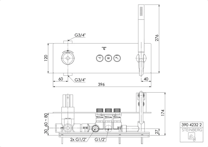 Steinberg Unterputz-Thermostat 390 4232 2, chrom