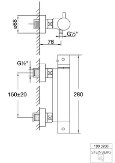 Steinberg Aufputzthermostat für Dusche 100 3200 S, matt black – Bild 2