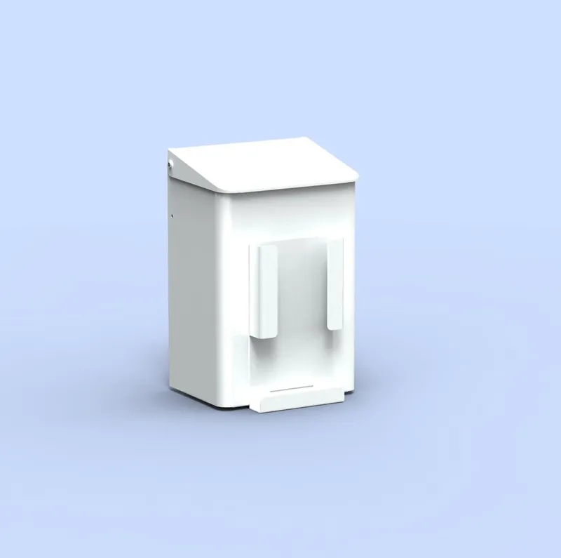 CWS Hygienebox mit Papiertütenhalter 6 l, Aluminium weiß, 325x212x184