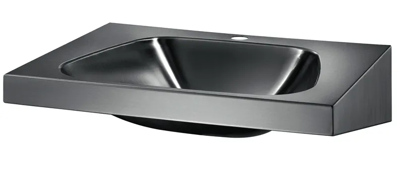KD Waschtisch TRAPEZ Hahnloch D35 mittig mit Überlauf Edst. 1.4301 sat.